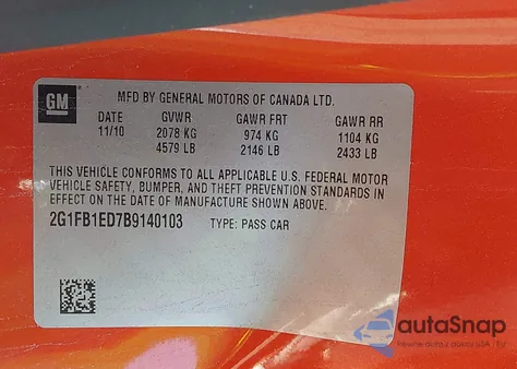 2011 Chevrolet Camaro 1Lt from USA, damaged, VIN 2G1FB1ED7B9140103